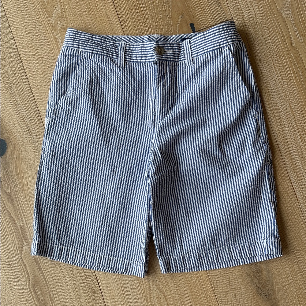 Polo by Ralph Lauren Navy and White Seersucker Boys Shorts